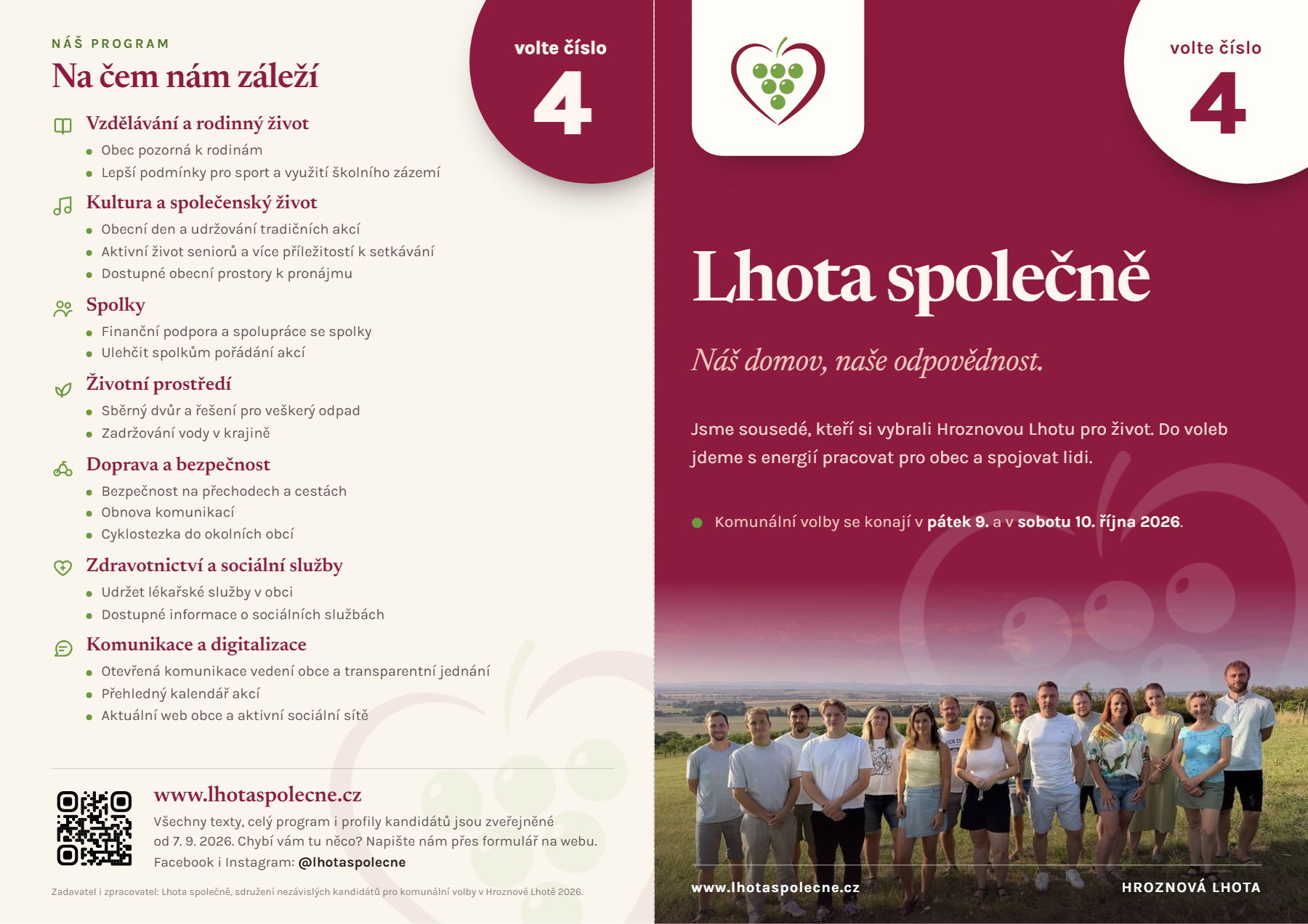 Vnějšek letáku — zadní a titulní strana